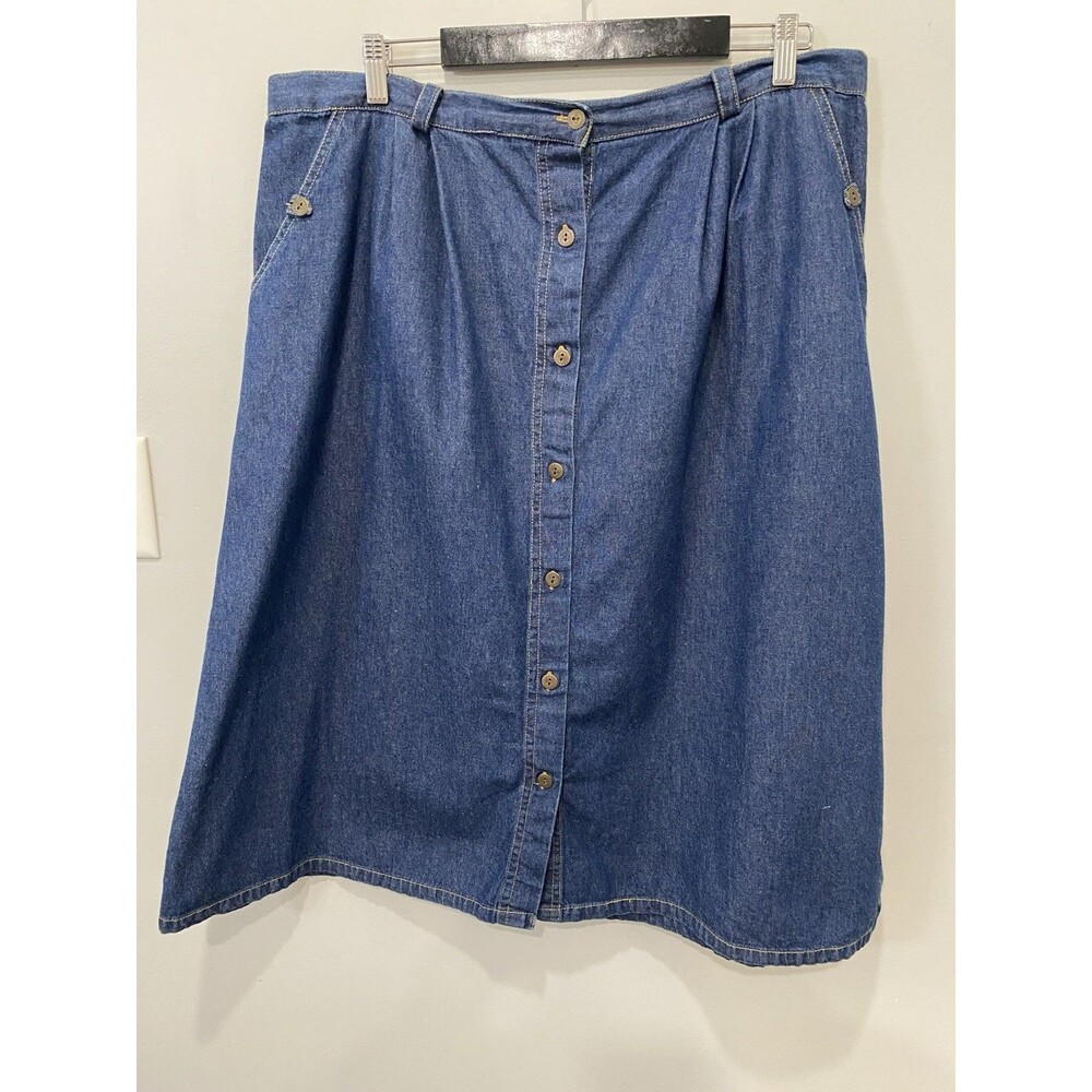 Anthony Richards Women's Denim Maxi Skirt Button Front Size 20W Western Cowgirl